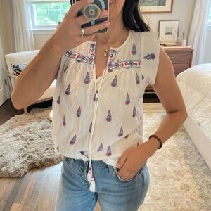 Loft Petites Boho Embroidery Blouse